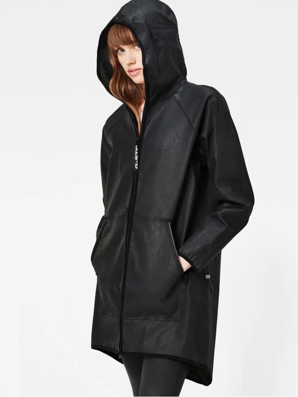 G-Star RAW Strett HDD Long Parka Women’s M Black Coated Hooded Jacket